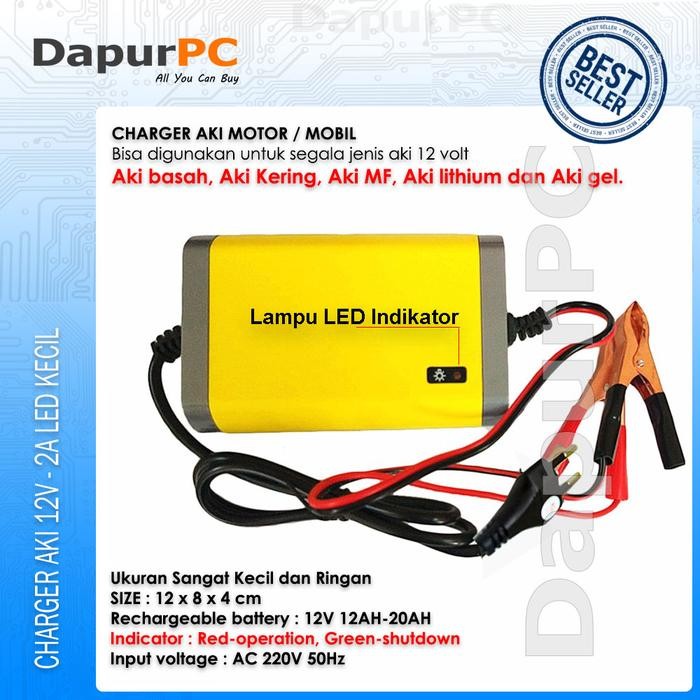 Portable Charger Aki Led Kecil 12V-2A Motor Dan Mobil