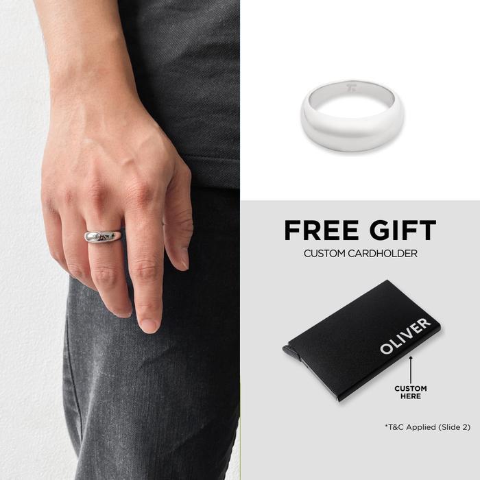 Kuze Cincin 316L Stainless Steel Anti Karat Hypoallergenic Simple Minimalis – Harley Ring - Silver, 