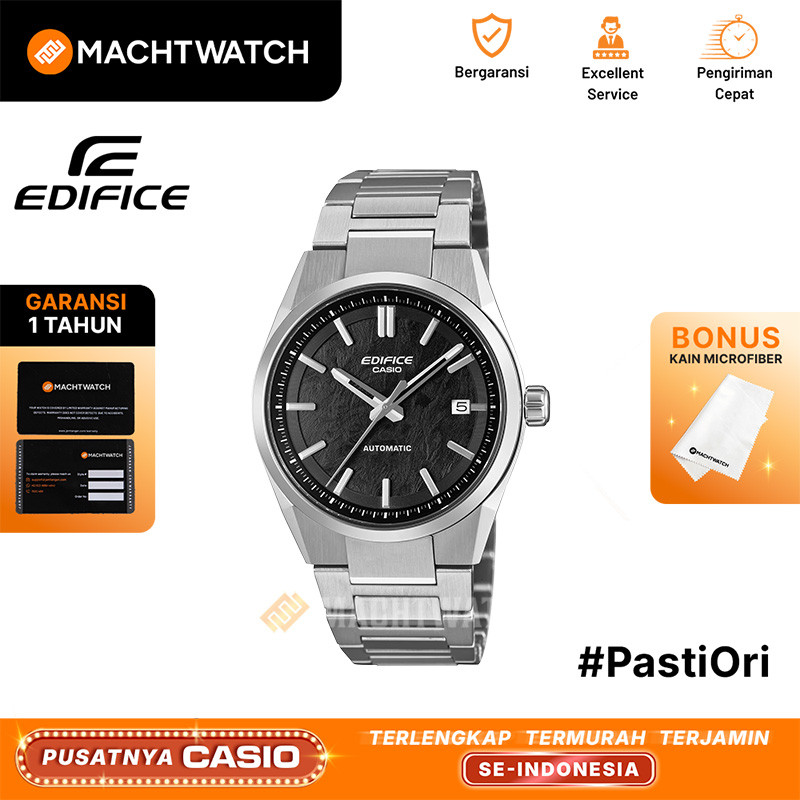 Jam Tangan Pria Casio Edifice EFK-110D-1AJF Men Automatic Textured Black Dial Stainless Steel Band (