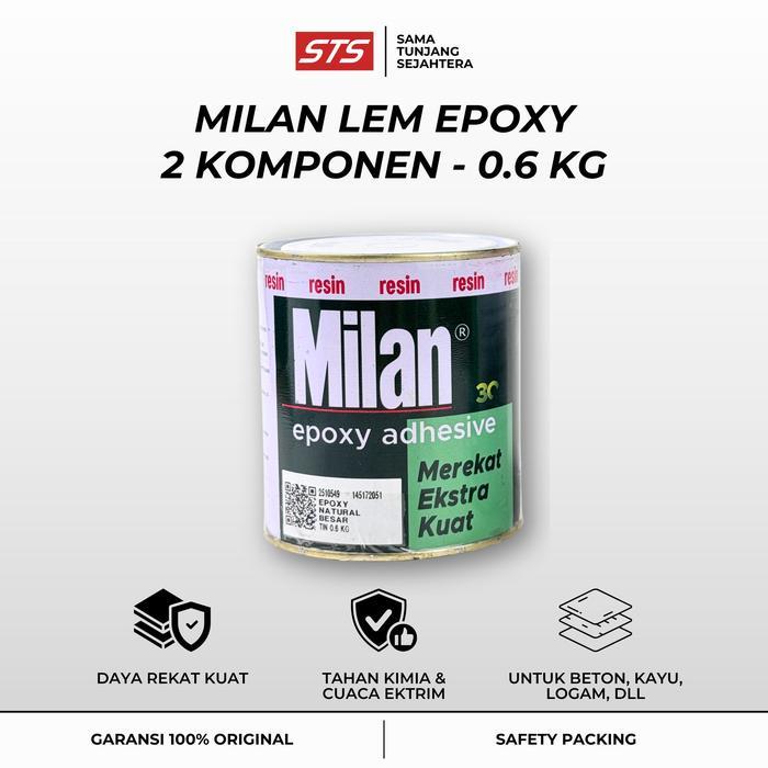 Milan Lem Epoxy 2 Komponen (Resin + Hardener) 0.6 Kg - Milan Epoxy Adhesive - Lem Kapal - Lem Kayu