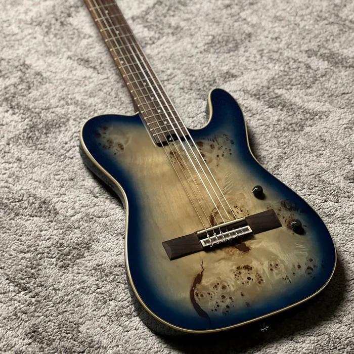 SQOE Spain SEGD-600 Nylon Electric Guitar with Piezo - Aurora Blue