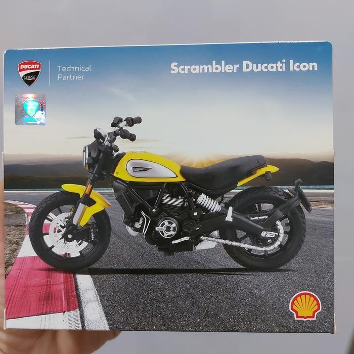 New Motor Mainan Diecast Pajangan Meja Ducati Scrambler Icon Edisi Shell Shel Otomotif Kode Rse35