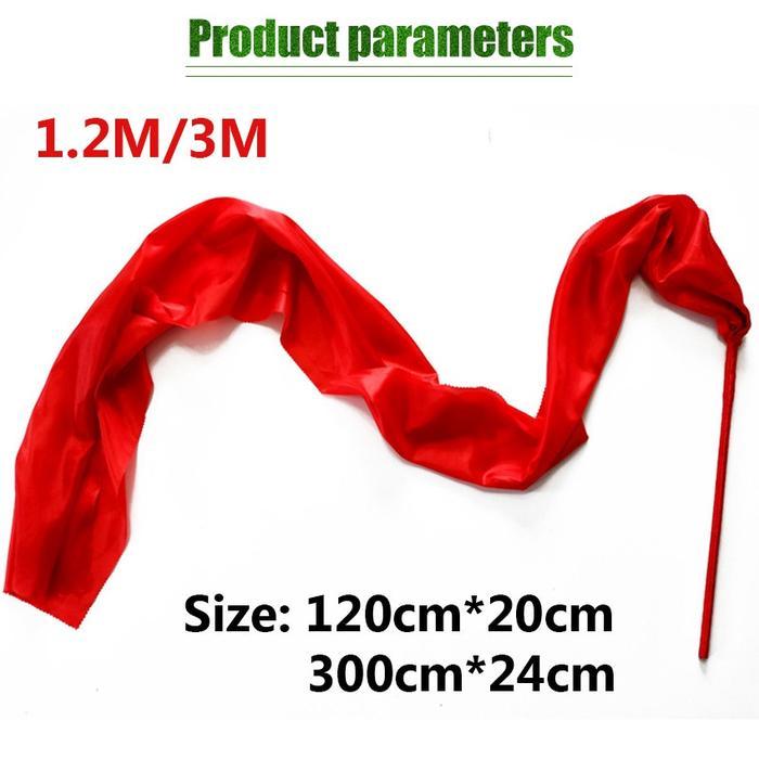 Tali Pita Tari Dance Ribbon Red Silk Twirling Streamer Gymnastic Stick Rod