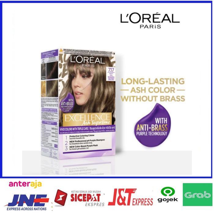 Ready Pewarna Rambut Loreal Excellence Ash Supreme 7.17 Matt Ash Cat Rambut