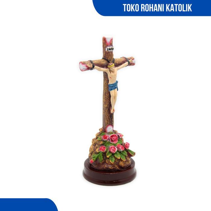 TERMURAH SALIB DUDUK MOTIF MAWAR / SALIB DUDUK KATOLIK / SALIB MEJA KATOLIK