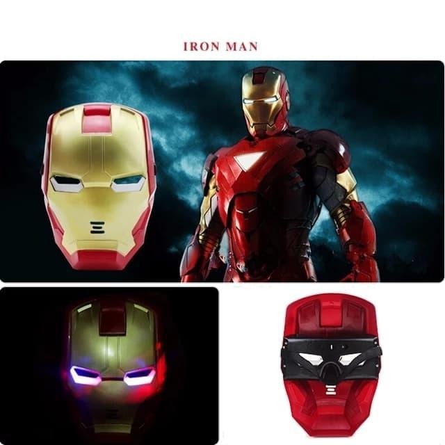 Topeng Ironman Mainan Topeng Anak Superhero Ironman Dengan Lampu LED