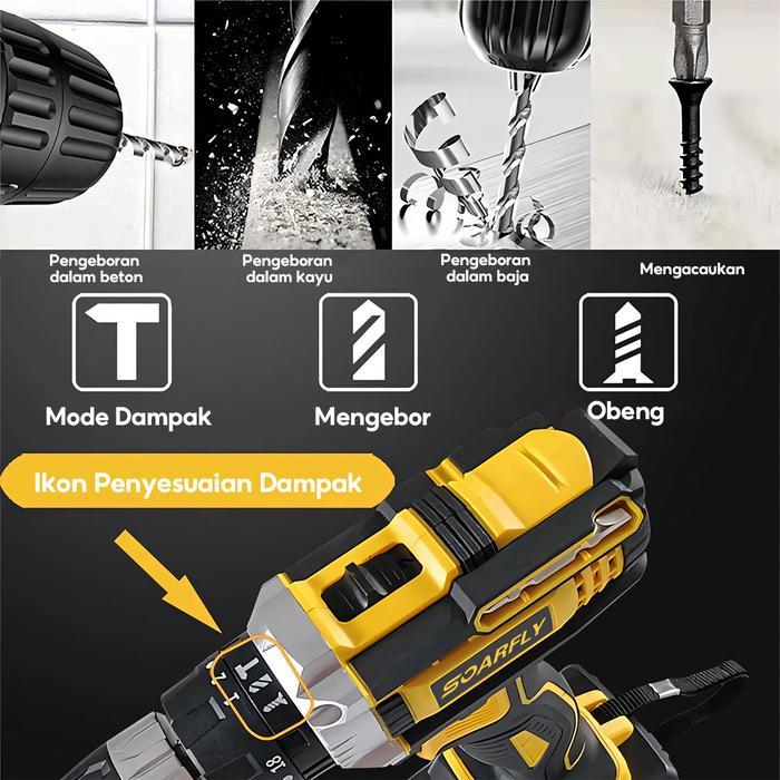 Diskon Soarfly Mesin Bor Beton Elektrik Drill Baterai Mesin Bor 2 Speeed Bor Tanpa Kabel Bor Tangan