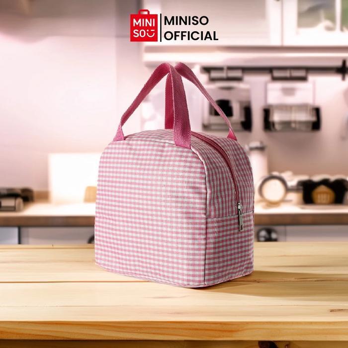 Terbaru Miniso Tas Makan Siang Classic Kotak-Kotak Klasik Saku Untuk Simple Portable Tas Bekal Lunch