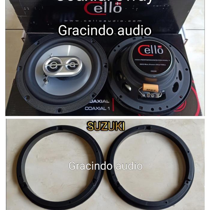 Speaker Coaxial 3way Cello + Ring + Kabel Soket PNP Suzuki Ertiga