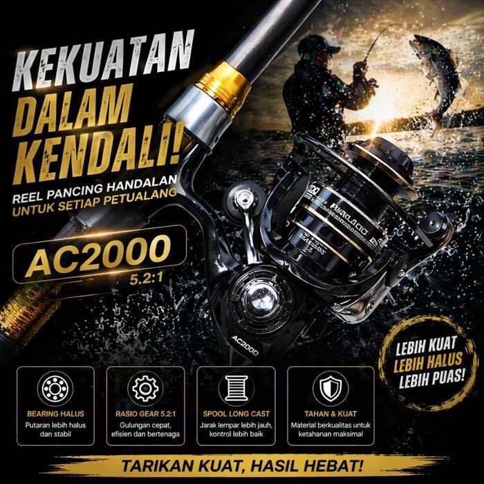 Reel Pancing Deukio AC2000 alat pancing katrol pancing ukuran 2000