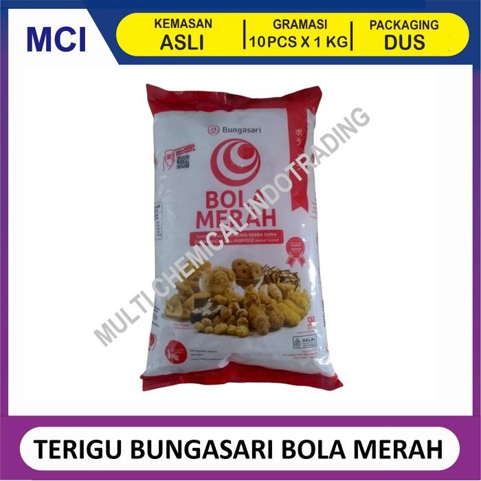 Kualitas terbaik] TEPUNG TERIGU BUNGASARI BOLA MERAH SERBAGUNA - 1 CTN 10 PCS
