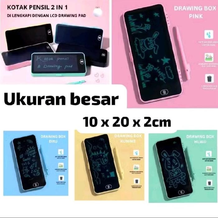 

ab121 kotak pensil case besar Lcd writing drawing box case 2in1 ukuran besar pencil drawing pad