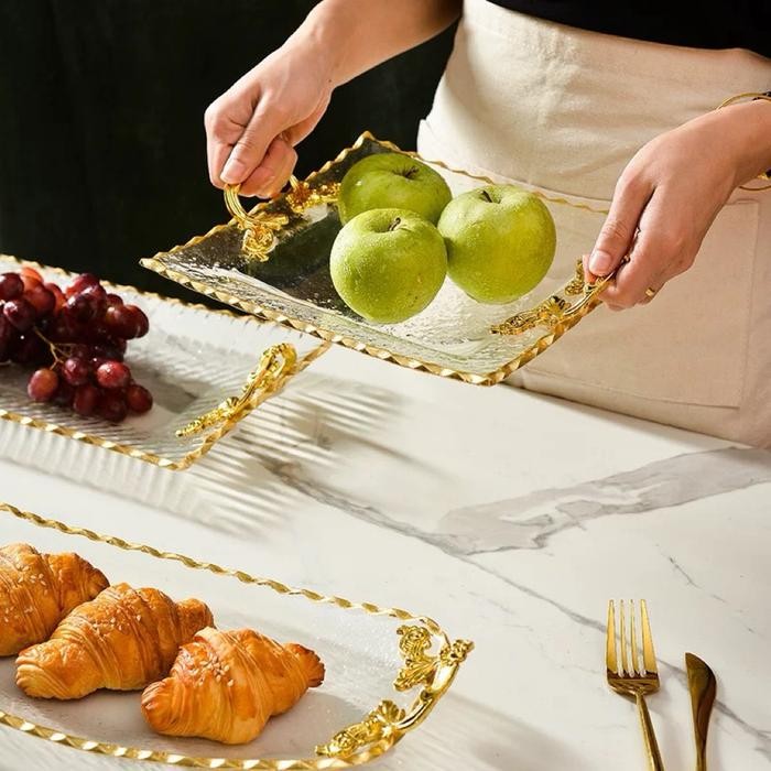 Piring Saji Kaca / Tray Buah Kaca / Tray Serbaguna