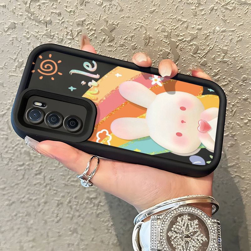 Casing Hp OPPO A16 OPPO A16s OPPO A54s Case Casing Graffiti pelangi kelinci pola HP Kasing Silikon S