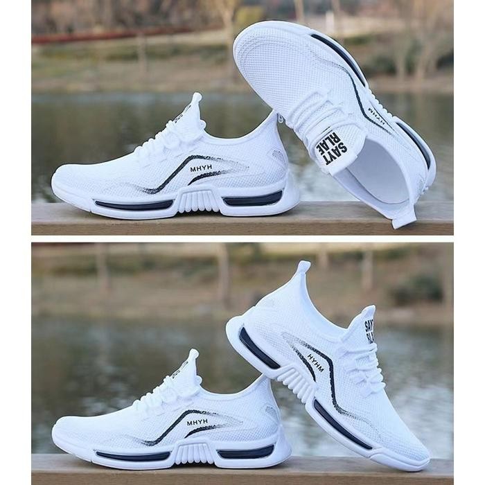 Sepria001 (Tanpa Kotak) Sepatu Sneakers Pria Cowok Hitam Putih Kasual Ringan Model Fashion Sepatu