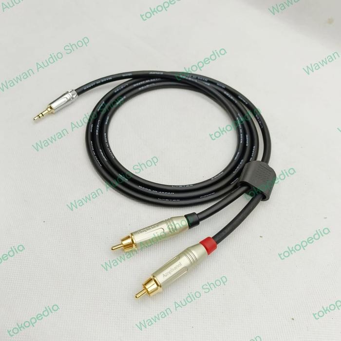 Kabel Aux Audio Jack 3,5Mm Male To 2 Rca Amphenol 1 Meter