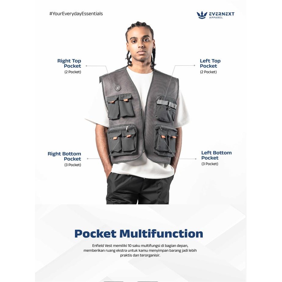 EVERNEXT APPAREL ROMPI OUTDOOR PARASUT PRIA TACTICAL VEST ENFIELD PRIA WATER RESIST VEST DISTRO