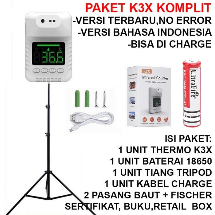 PAKET LENGKAP K3X + TRIPOD + BATERAI BS DI CHARGE thermometer infrared Kode 1049