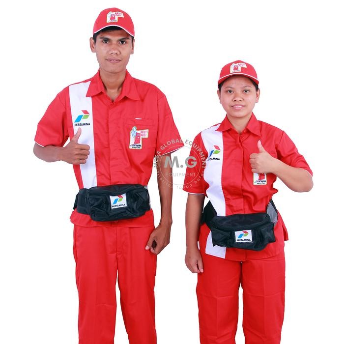 Pilihan- Seragam Baju Celana Operator Spbu Pertamina Bordir Pasti Pas+Topi Safety