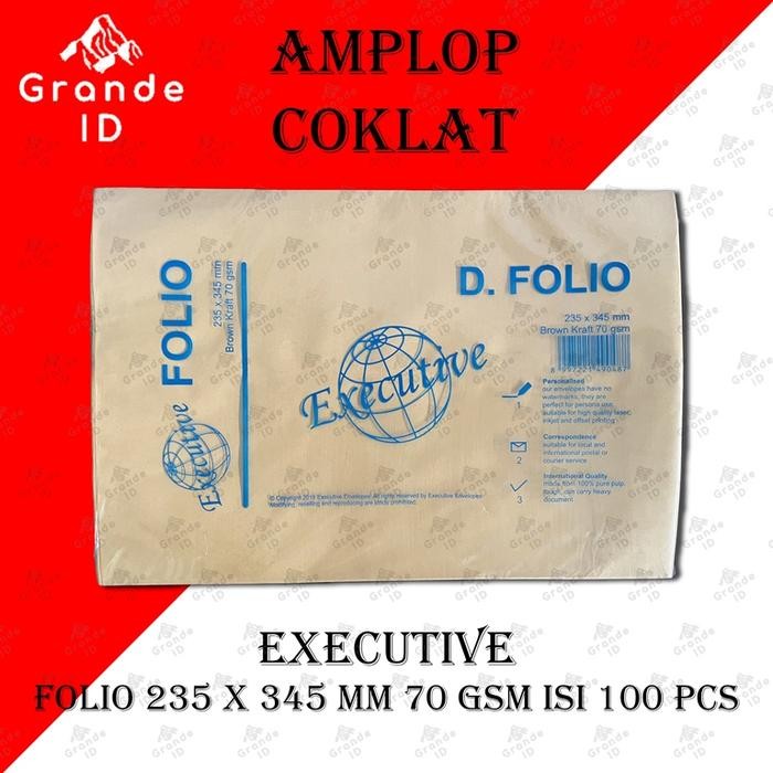 

AMPLOP COKLAT FOLIO EXECUTIVE 235 X 345 MM 70 GSM ISI 100 LEMBAR KODE 1037