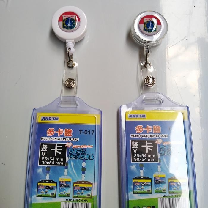 

New name tag id card karet bening Double 2 sisi plus yoyo logo dki Jaya