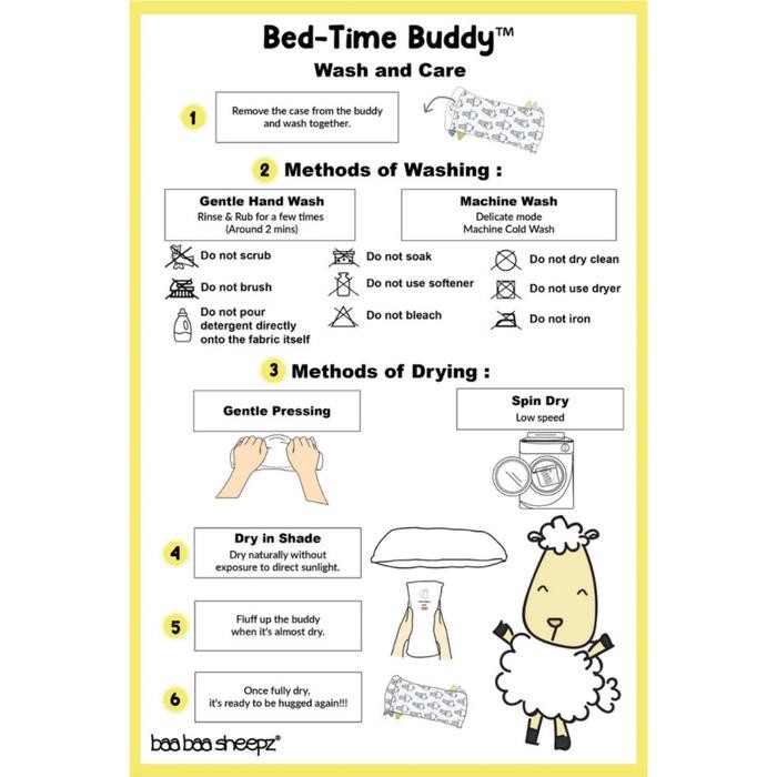 Baabaasheepz Bedtime Buddy Pillow Case Large Jumbo Size Sarung Bedtime Buddy Classic Grey Cute Chef