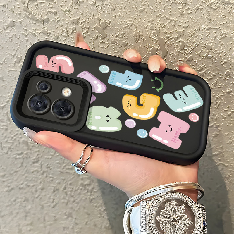 Casing Hp OPPO Reno 8 5G OPPO Reno 8T A1 Pro 5G Reno 8T 5G Case Softcase Kesing Pola alfabet bahagia