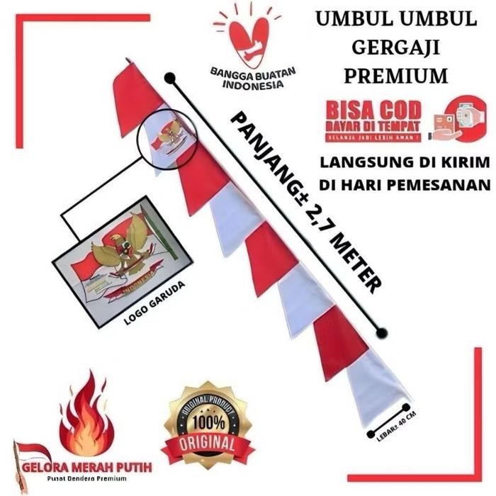 ASLI umbul umbul Merah Putih umbul umbul Warna bendera merah putih bendera umbul umbul READY STOCK