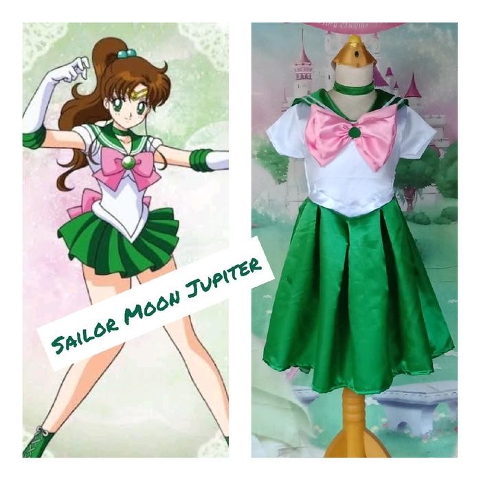 SIAPKIRIM Jupiter Sailormoon Hijau Muda/Baju Kostum Anime/Sailor Moon Size Anak Dan Dewasa/ Cosplay