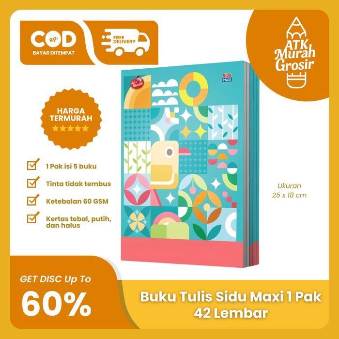 

New Buku Tulis SIDU 42 Lembar Maxi - 1 Pak / 5 Buku