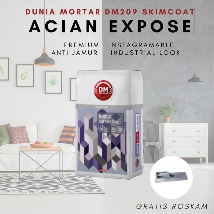 Pilihan- Dunia Mortar Skimcoat Semen Acian Expose Dinding Beton Dm209