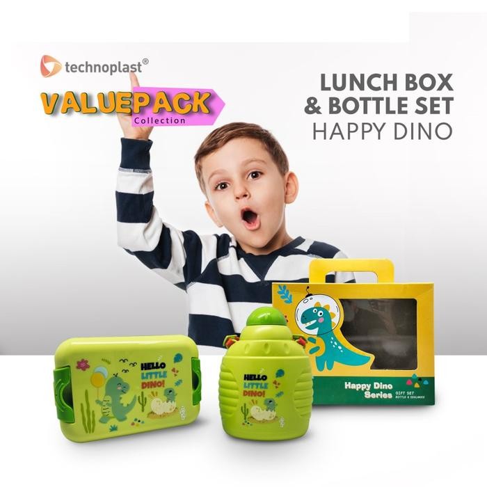 Technoplast Happy Dino Value Pack Set Tempat Makan & Minum