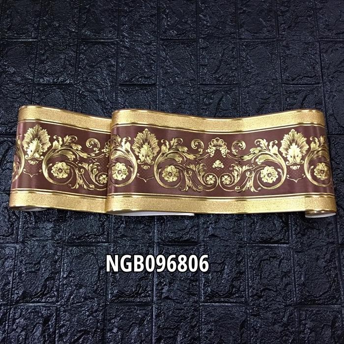 Wallpaper Border List Dinding Klasik Coklat Gold Mewah