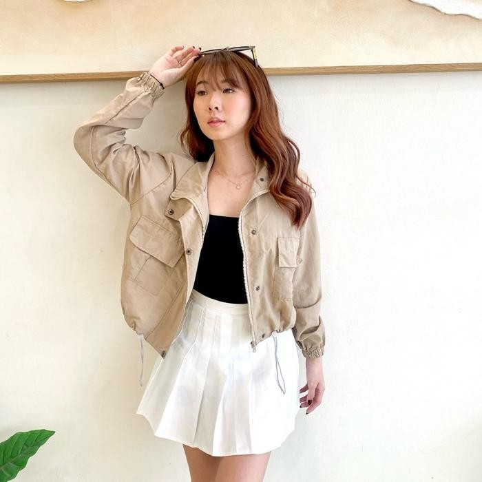 ORIGINAL AVE 012 - Mithel Outer Jacket Parachute Atasan Crop Jaket Parasut Lengan Panjang Wanita