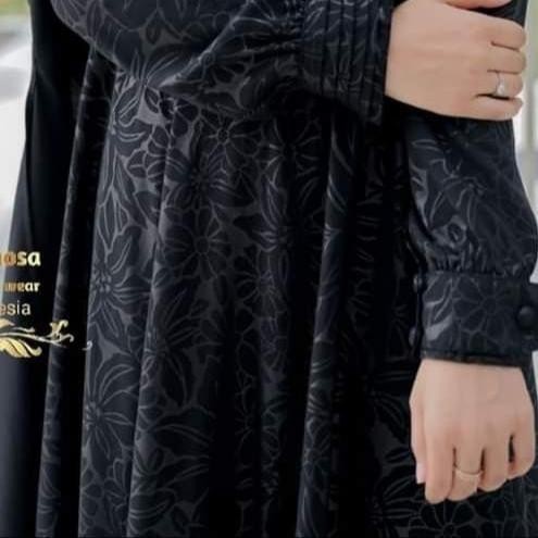 Pilihan- [Gamis Hermosa] Gamis Embos Hermosa Motif Bunga Lily-Gamis Embos Motif Bunga