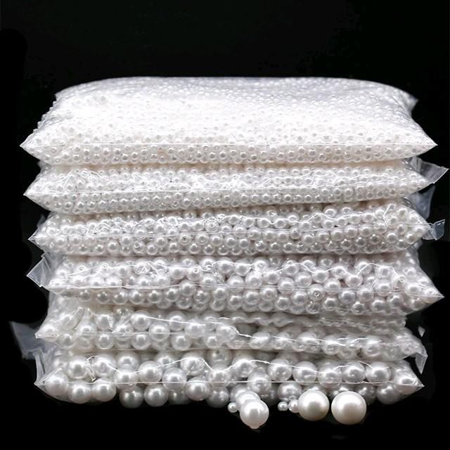 

New 50gram manik mote mutiara sintetis putih ringan size 6mm 8mm 10mm