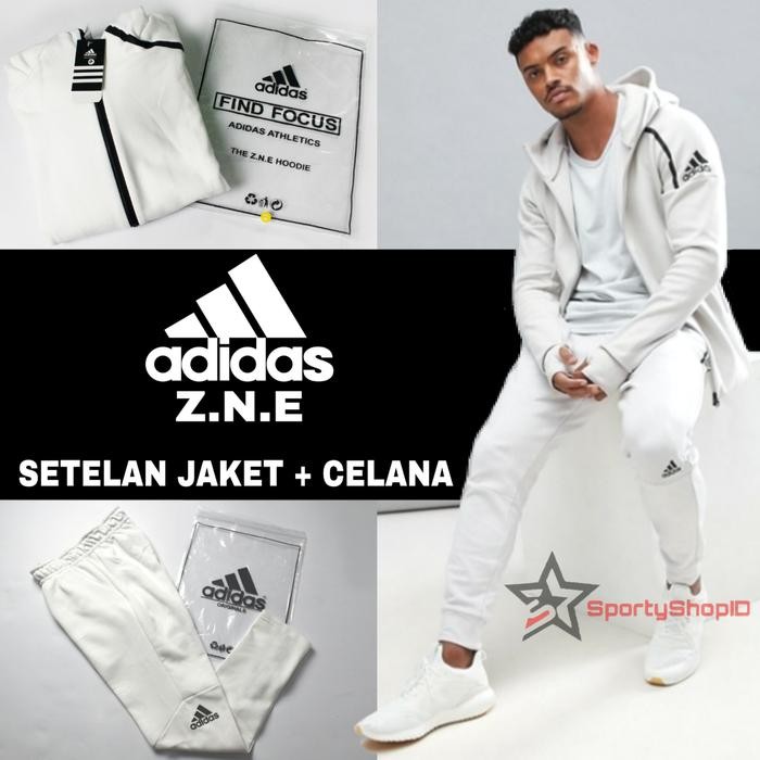 Pilihan- Setelan Olahraga Training Gym Fitness Pria Adidas Zne Putih - Go