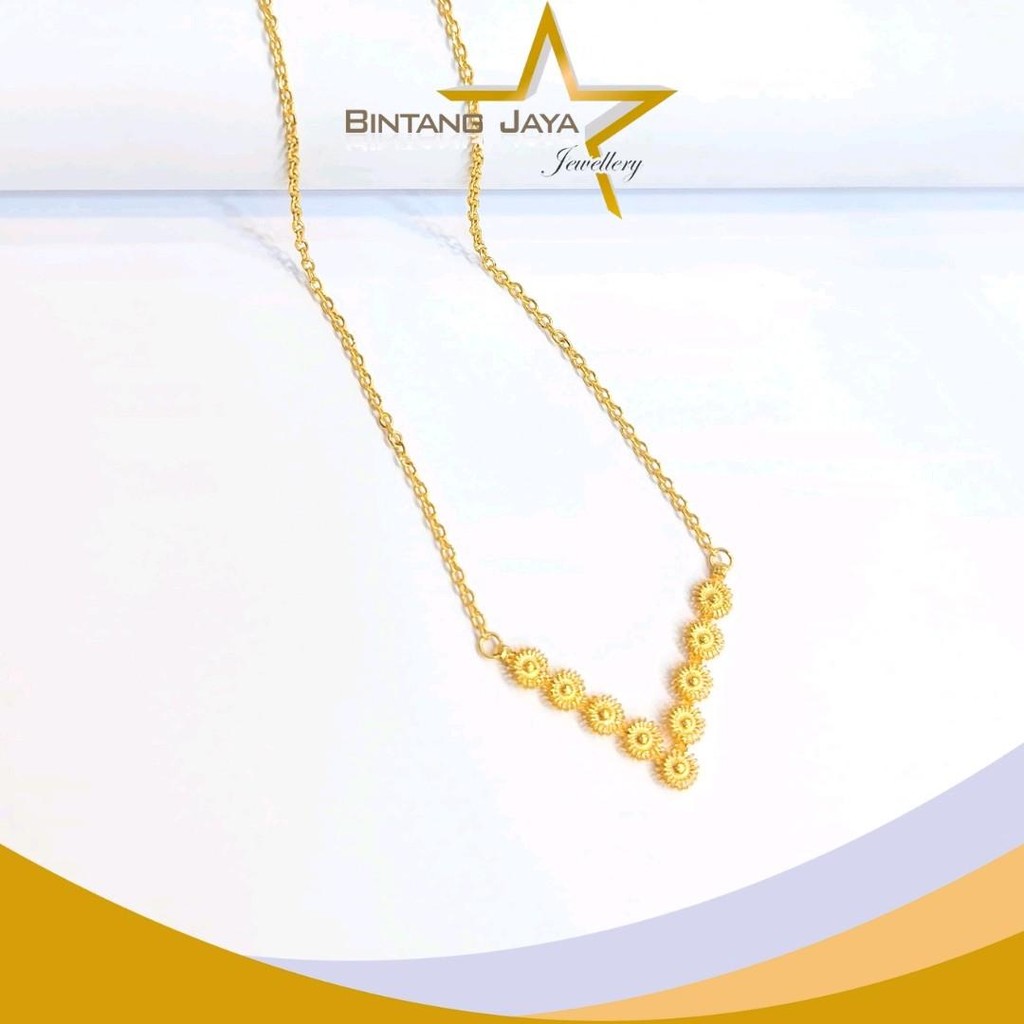 Kalung Emas Asli LM Matahari V Kait S - (LM99) - Berat 15,01gr Panjang 44CM - Motif Matahari V Ekskl