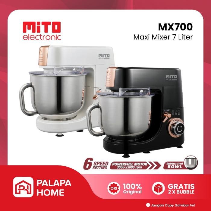 New MITO Mixer MX 700 MX700 Stand Maxi Mixer 7 Liter Garansi Resmi Stainless Bowl