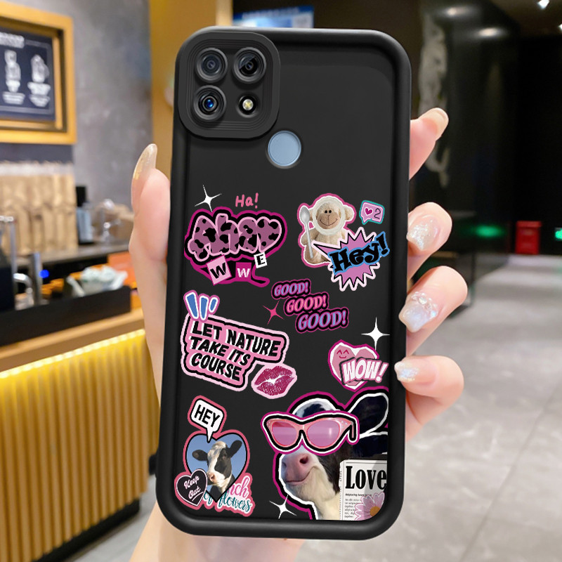 Casing Hp untuk Realme C25 C25s C21 C21Y C25Y C12 C15 Narzo 20 30A 50A Hp Case Casing pola Teks sapi