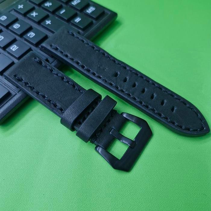 Strap Leather Watch Tali Kulit Jam Tangan Timberland Nautica Police Panerai Fosil Buckle Black