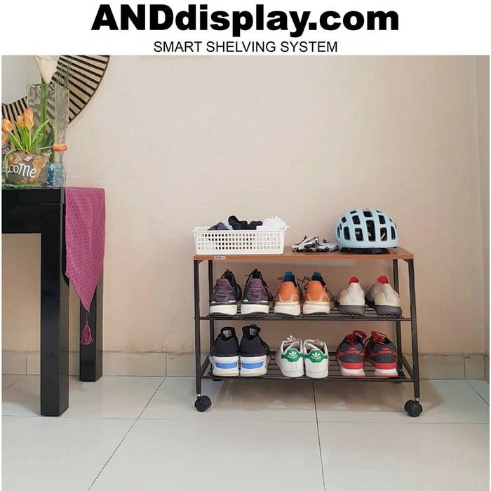 RAK SEPATU SUSUN 3 - RAK SEPATU BESI - RAK SEPATU KAYU MINIMALIS