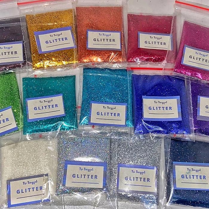

New GLITTER 20gr gram Varian Powder Serbuk Bubuk Gliter Warna Warni Eceran Sablon Pernak Pernik