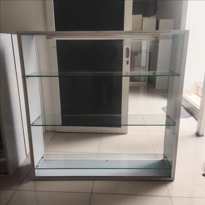 ETALASE LEMARI KACA RAK 3SUSUN DISPLAY WARUNG CEMILAN SNACK SECOND