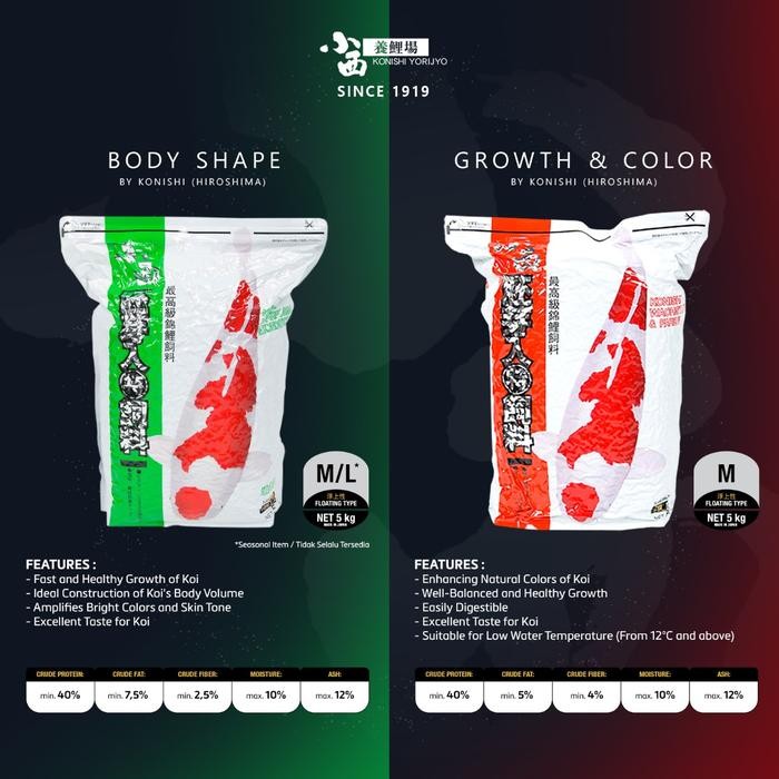PAKAN KOI - KONISHI GROWTH & COLOR 5KG (M)