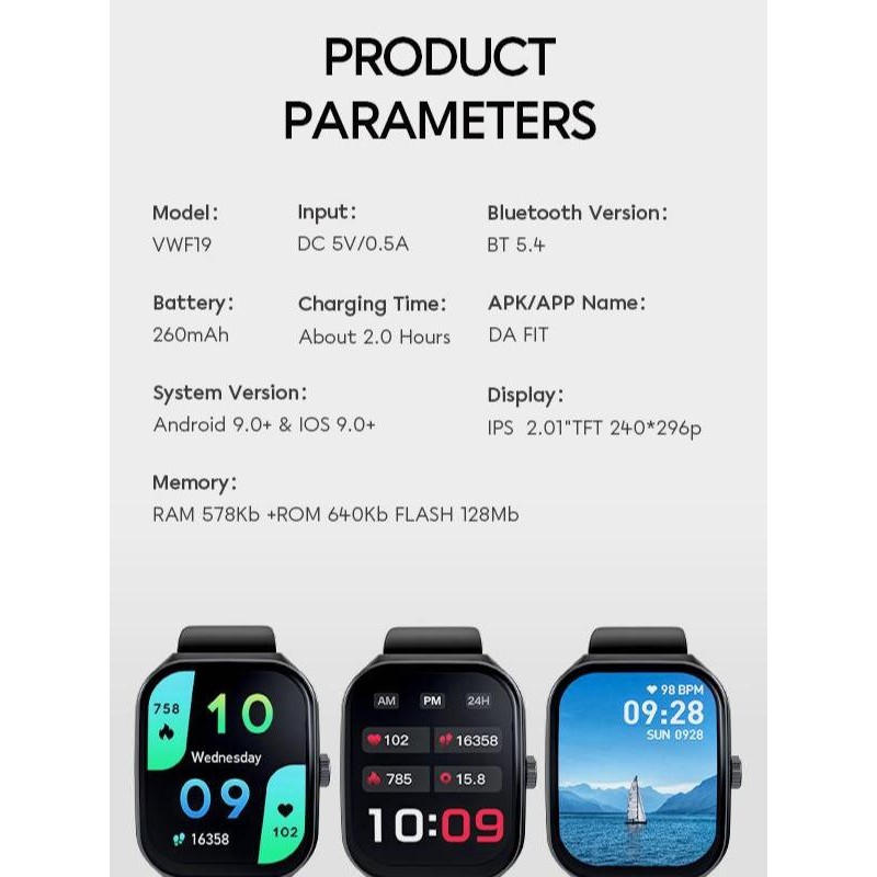 56I0  Vivan Vwf19 Smartwatch Stylish Curved Screen 2.01 Inch Ai Sport Mode Watch Waterproof