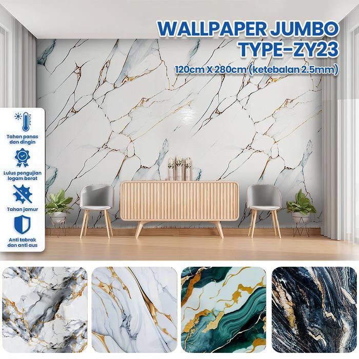 Wallpaper Dinding Marmer Glossy Wallpaper Dinding 3D Motif Marmer Uk 120x280CM