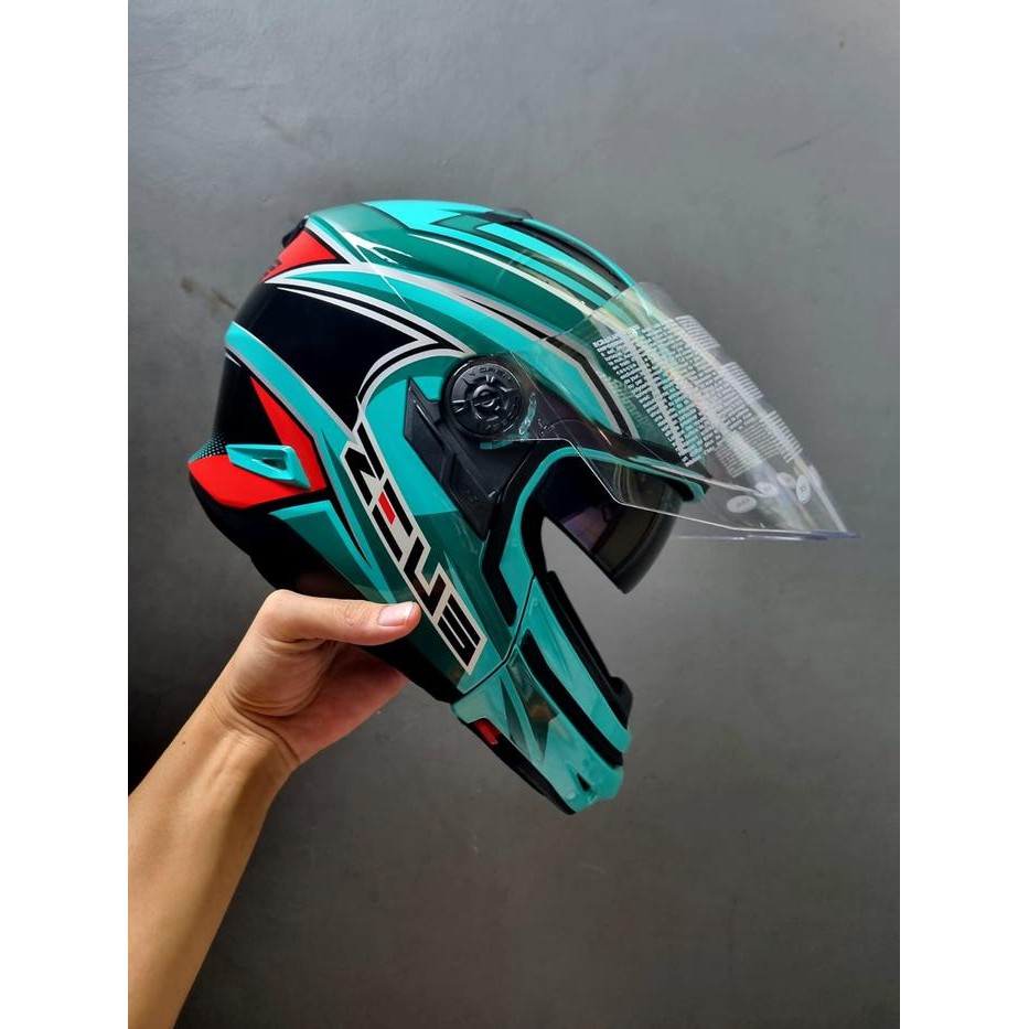 ZEUS 613C PETRONAS GREEN AJ26 GREEN GLOSSY MODULAR DOUBLE VISOR