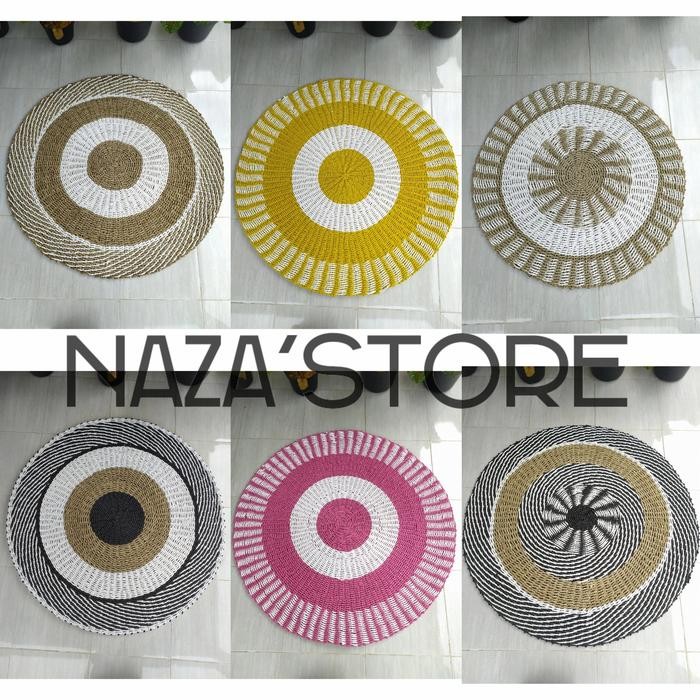 Karpet Rug Seagrass Anyaman Bulat Rotan Untuk Dekorasi Lantai