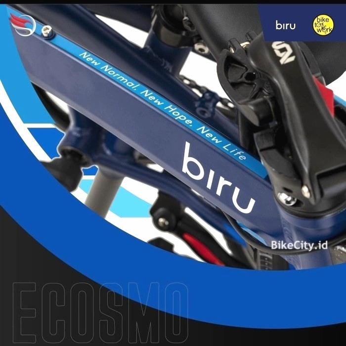 Sepeda Lipat Element Ecosmo Biru 8 Speed 20 Inch New